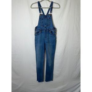 Universal Threads Women's Bib Overalls Mid Rise Distressed Raw Edge Hem Size 00